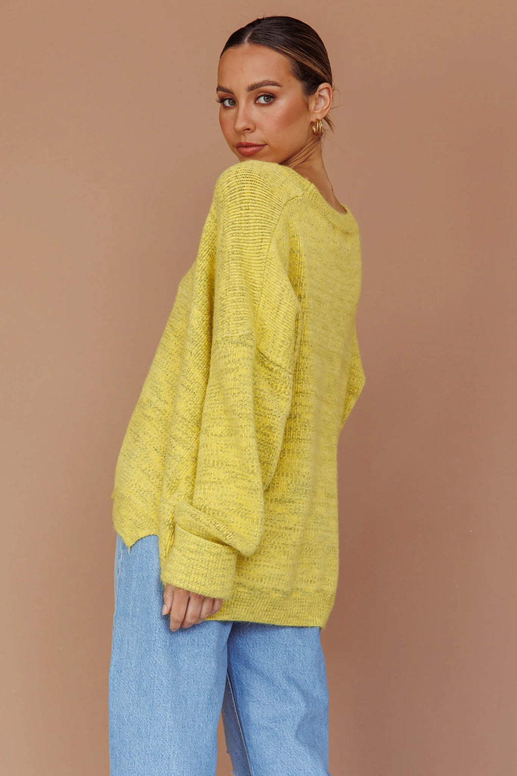 Kayce Dropped Shoulder Knit Sweater Yellow