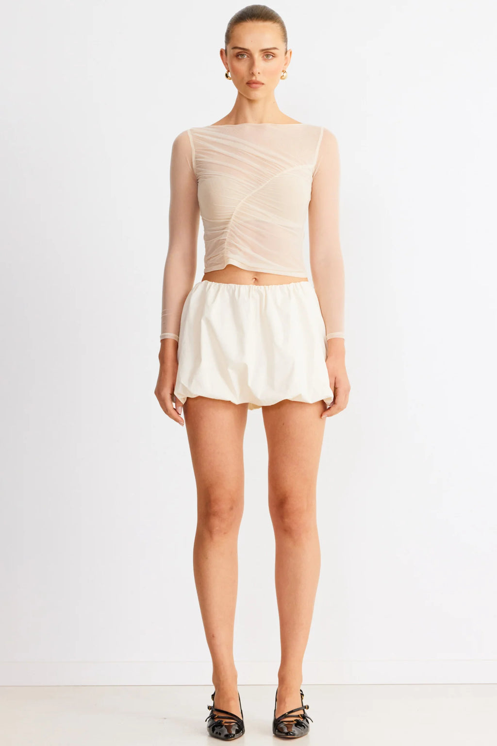 SNDYS Freja Bubble Skirt Chalk