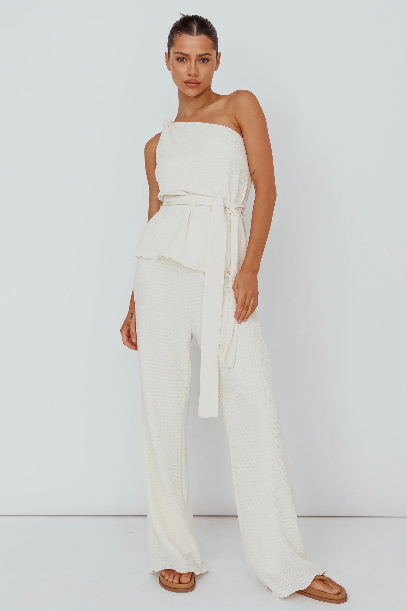 Austin City Textured Pants Cream