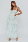 Provence Bloom Tiered Maxi Dress Floral Sage