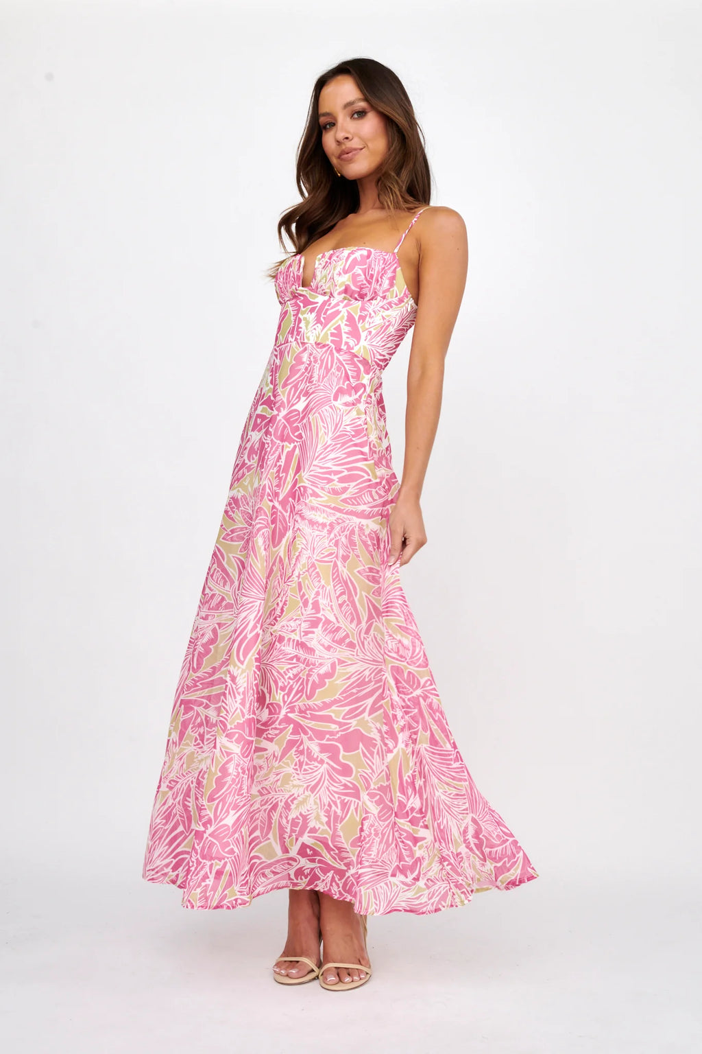 Kindred Love Gathered Bust Maxi Dress Pink