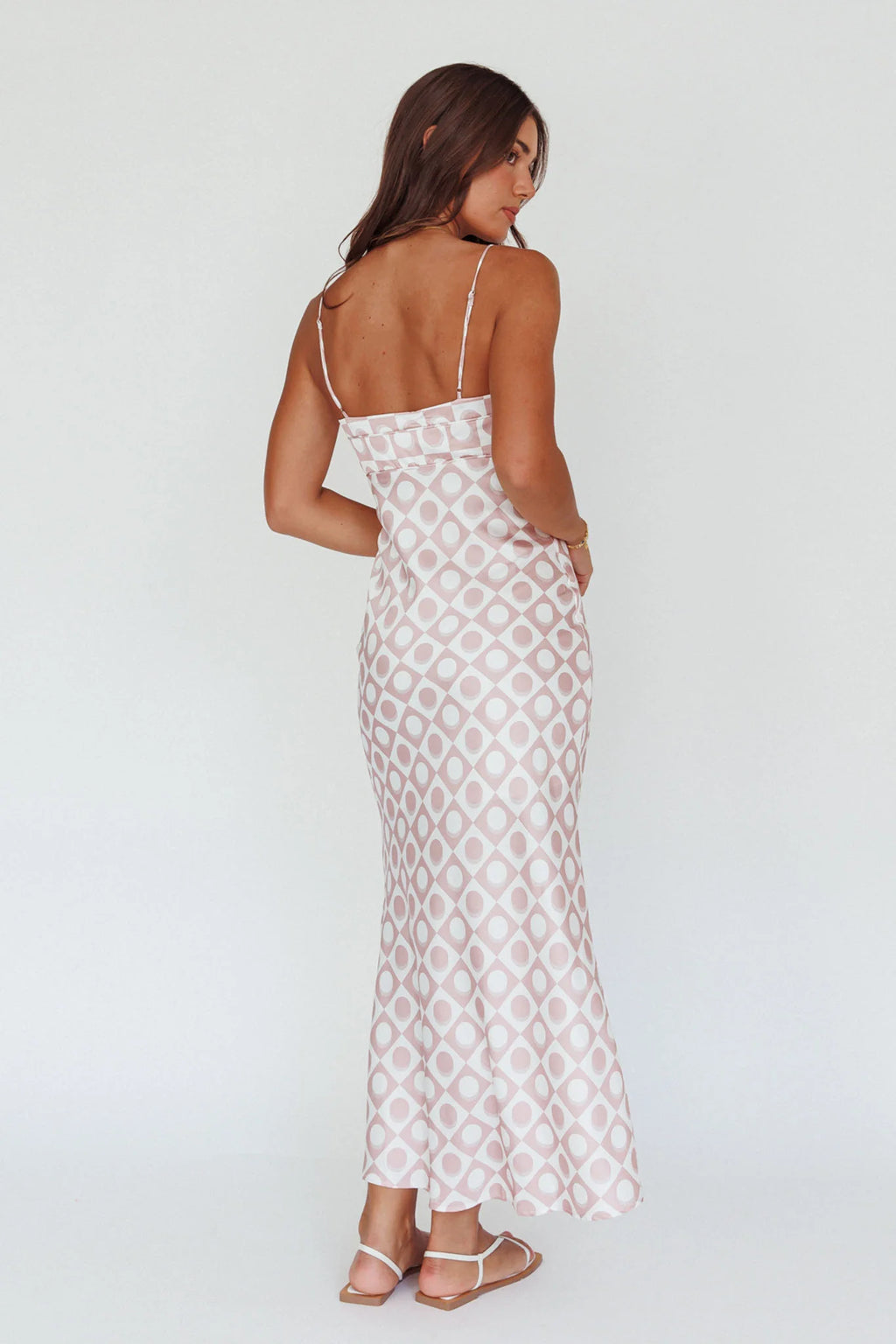 Lane Cove Cami Strap Maxi Dress Print Mocha