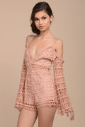 Caylee Sexy Crochet Romper Blush