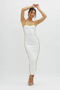 Future Awaits Lace-Up Back Midi Dress White