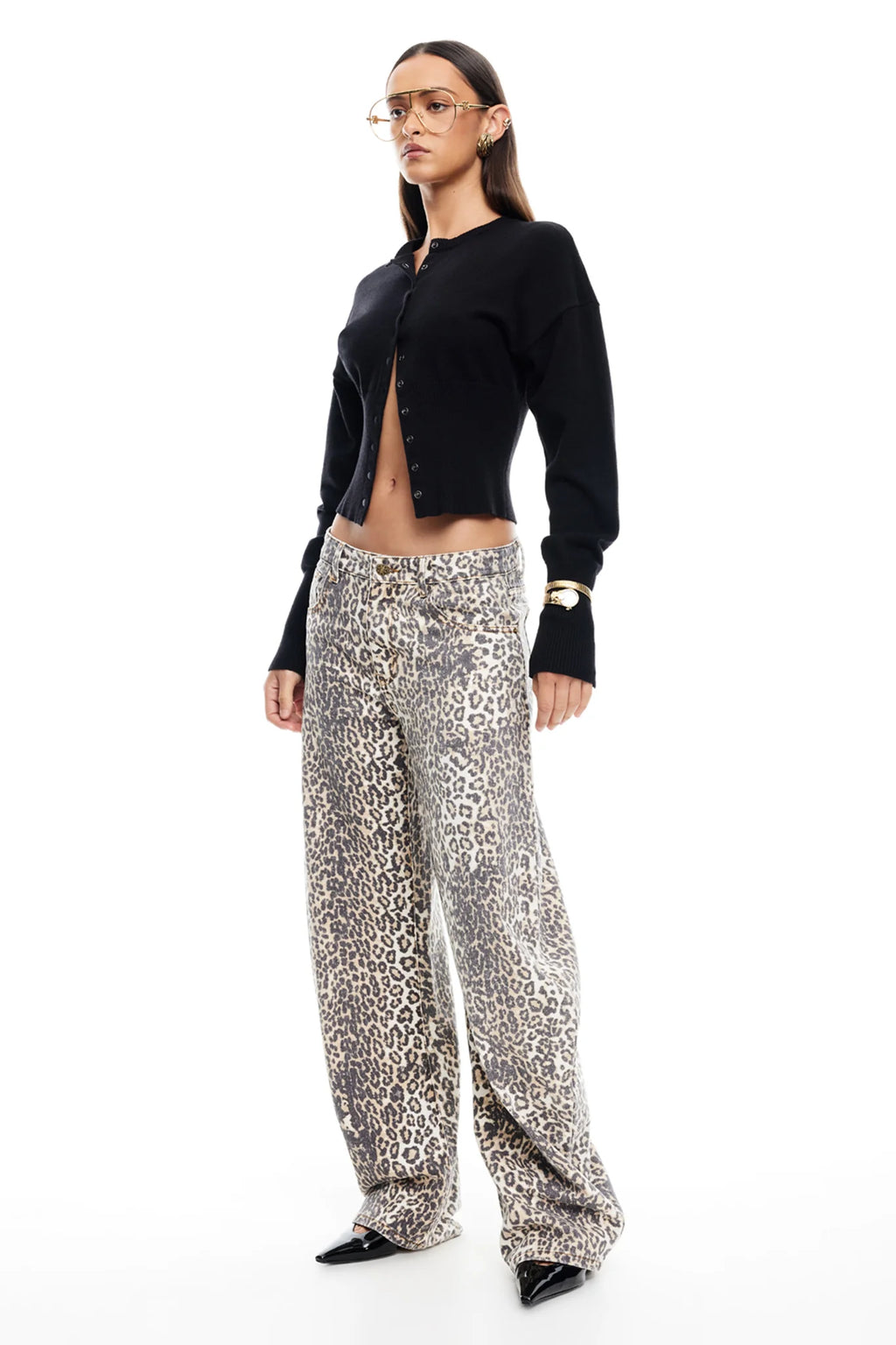 LIONESS Horseshoe Jean Leopard Fade