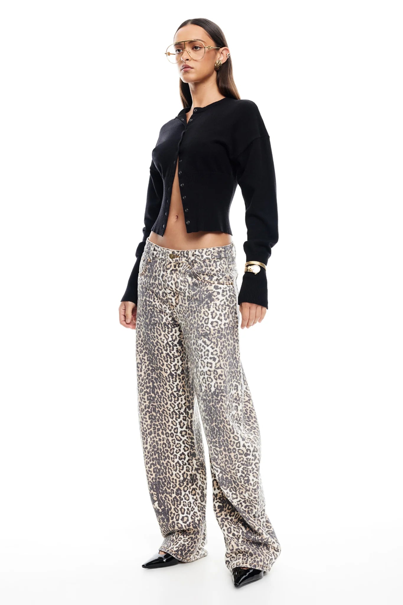 LIONESS Horseshoe Jean Leopard Fade