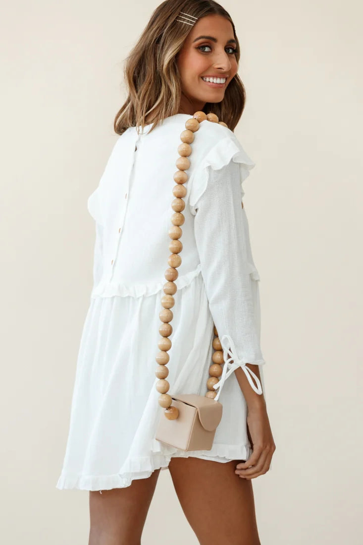Marion Long Sleeve Shift Dress White