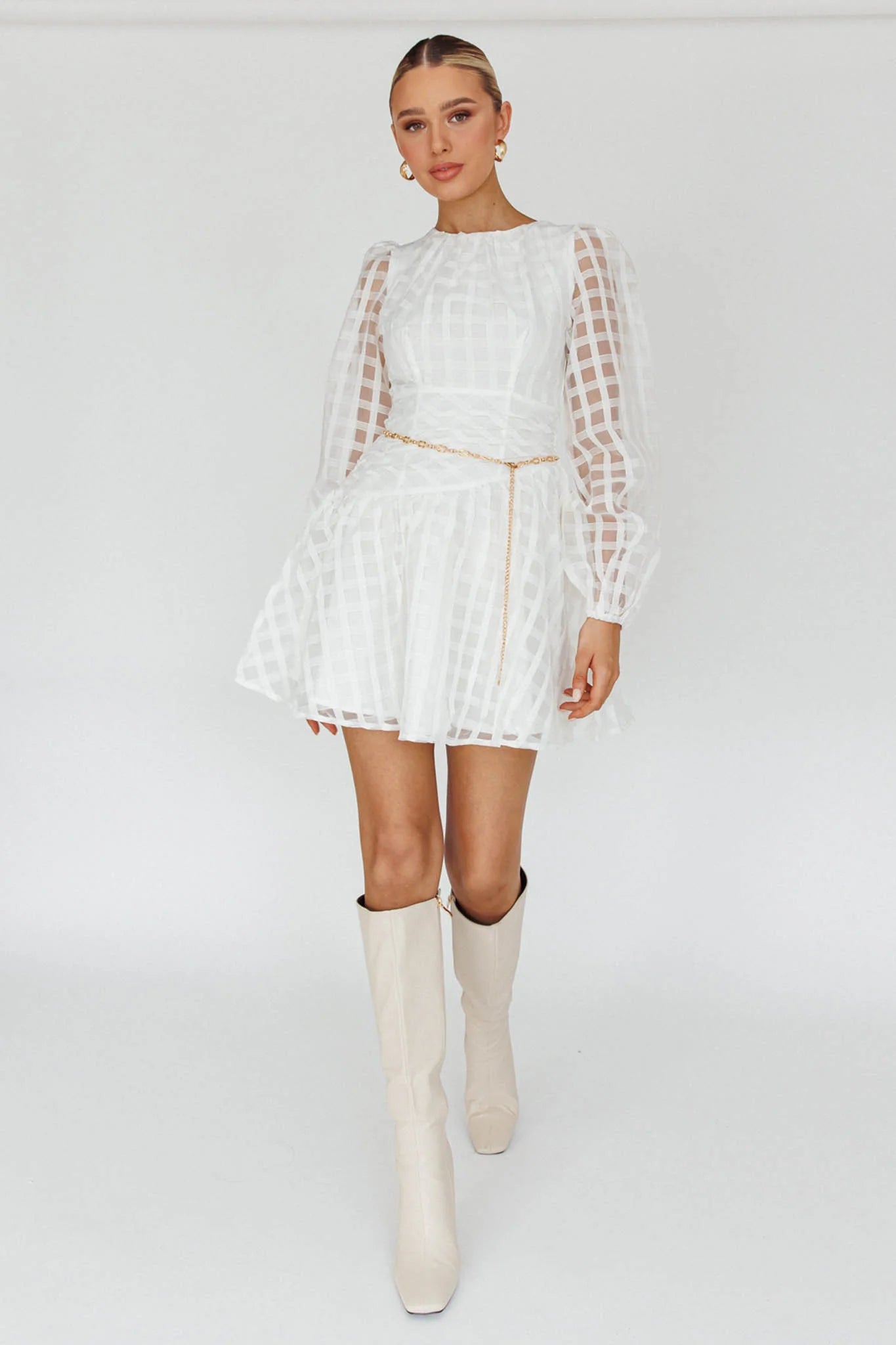 Tatiana Long Sleeve Plaid Mini Dress