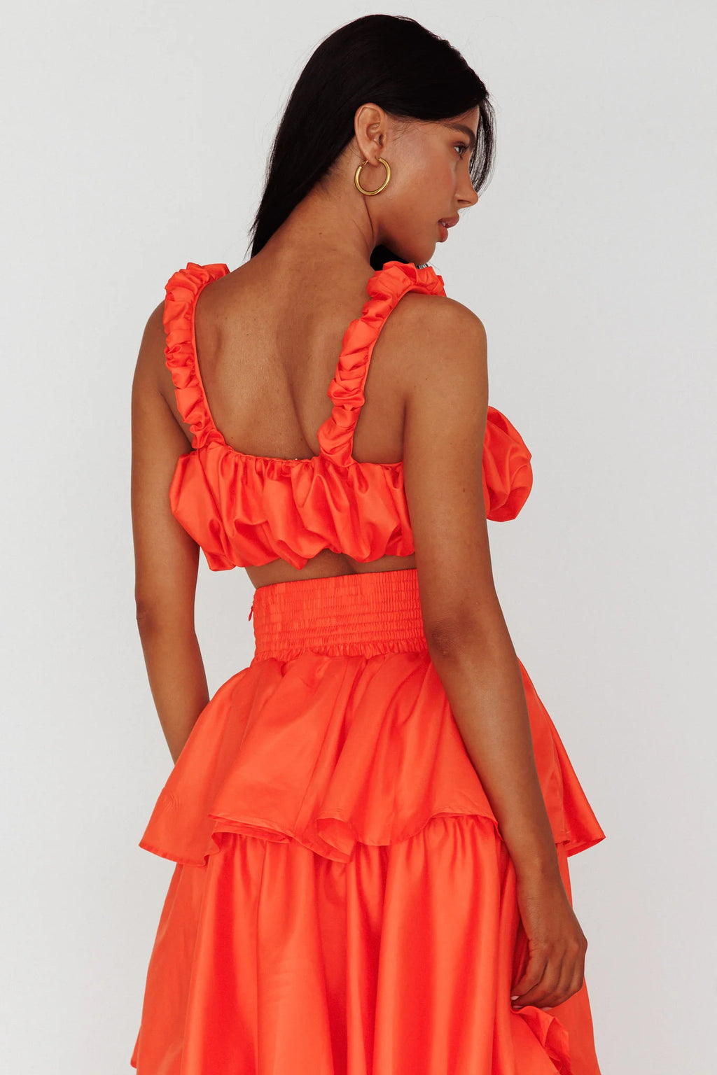 Sozo Bubble Crop Top Orange
