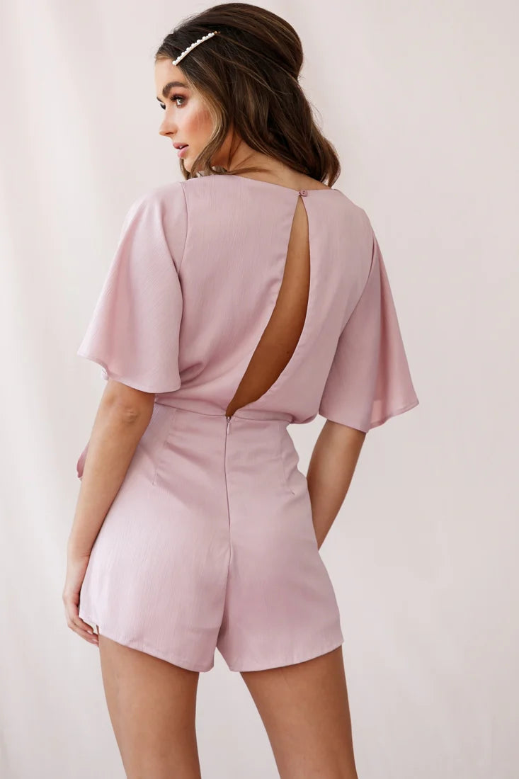 Nadi V-Neckline Wrap Romper Blush
