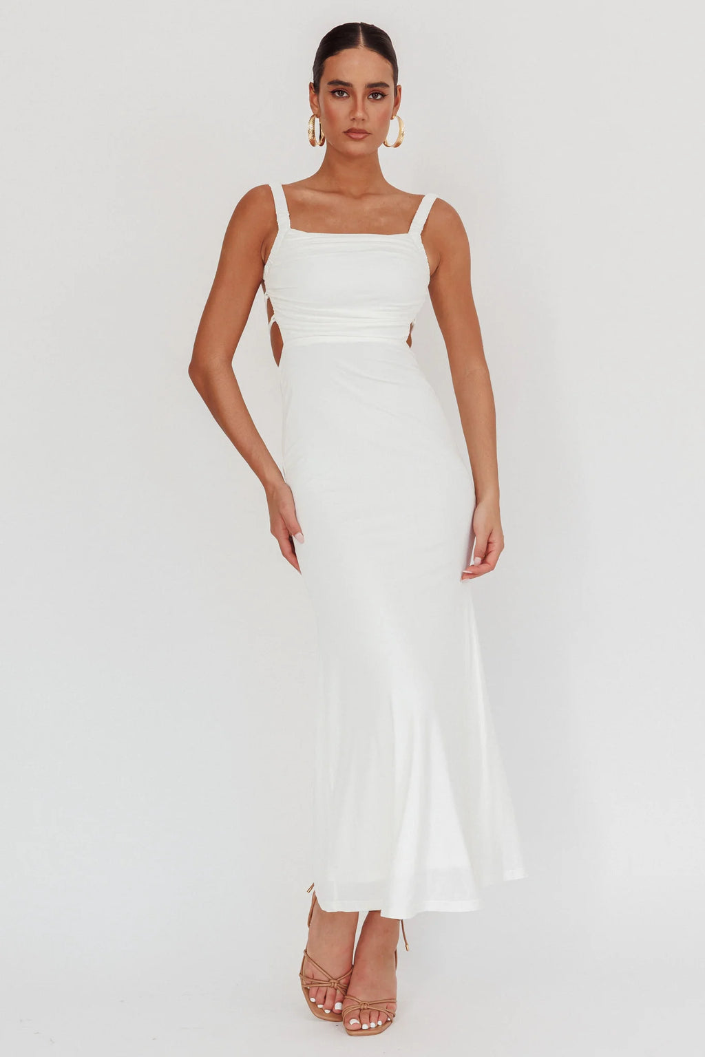 Dream Crush Lace-Up Back Maxi Dress White