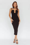 Winter Garden U-Neckline Maxi Dress Black