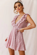 Asher Layered Frill Neckline Mini Dress Blush