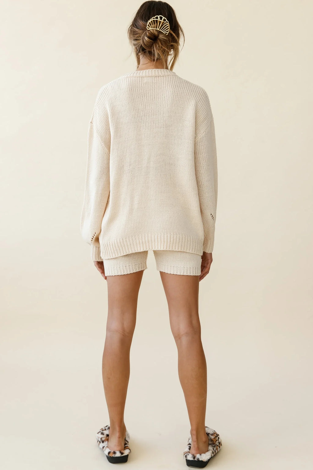 Denver Long Sleeve Knit Sweater Cream