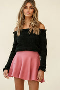 Rowena A-Line Knit Flounce Skirt Rose