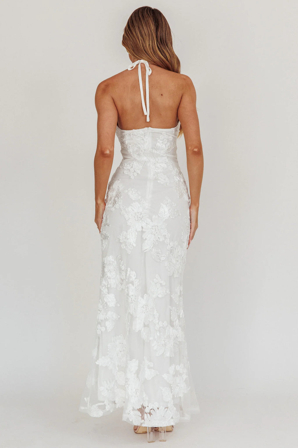 Your Affections Rosette Ribbon Embellished Maxi Dress White