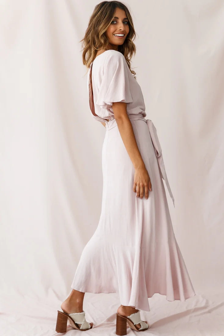 Friday Surplice Neckline Front Split Maxi Dress Mauve