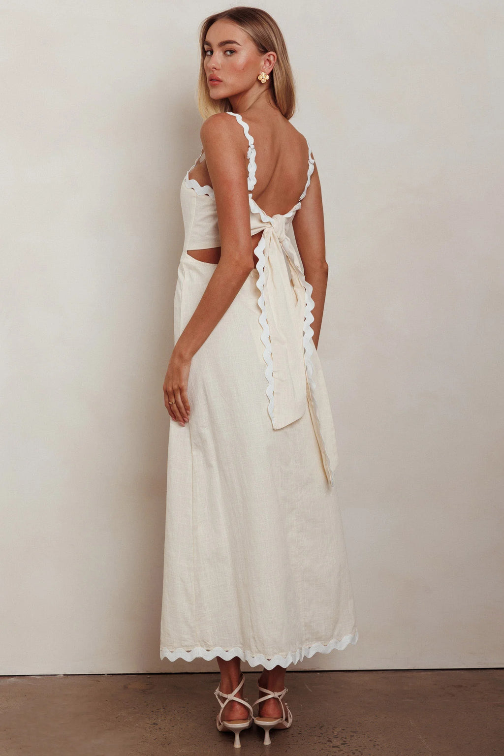 Montego Bay Ric Rac Strap Maxi Dress Oat