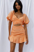 Mariel Puff Sleeve Crossover Bust Tied Back Mini Dress Mango