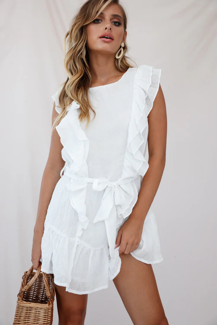 Easy Breezy Sleeveless Swing Dress White
