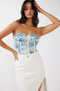 Glimmer Strapless Bustier Top Vintage Blue