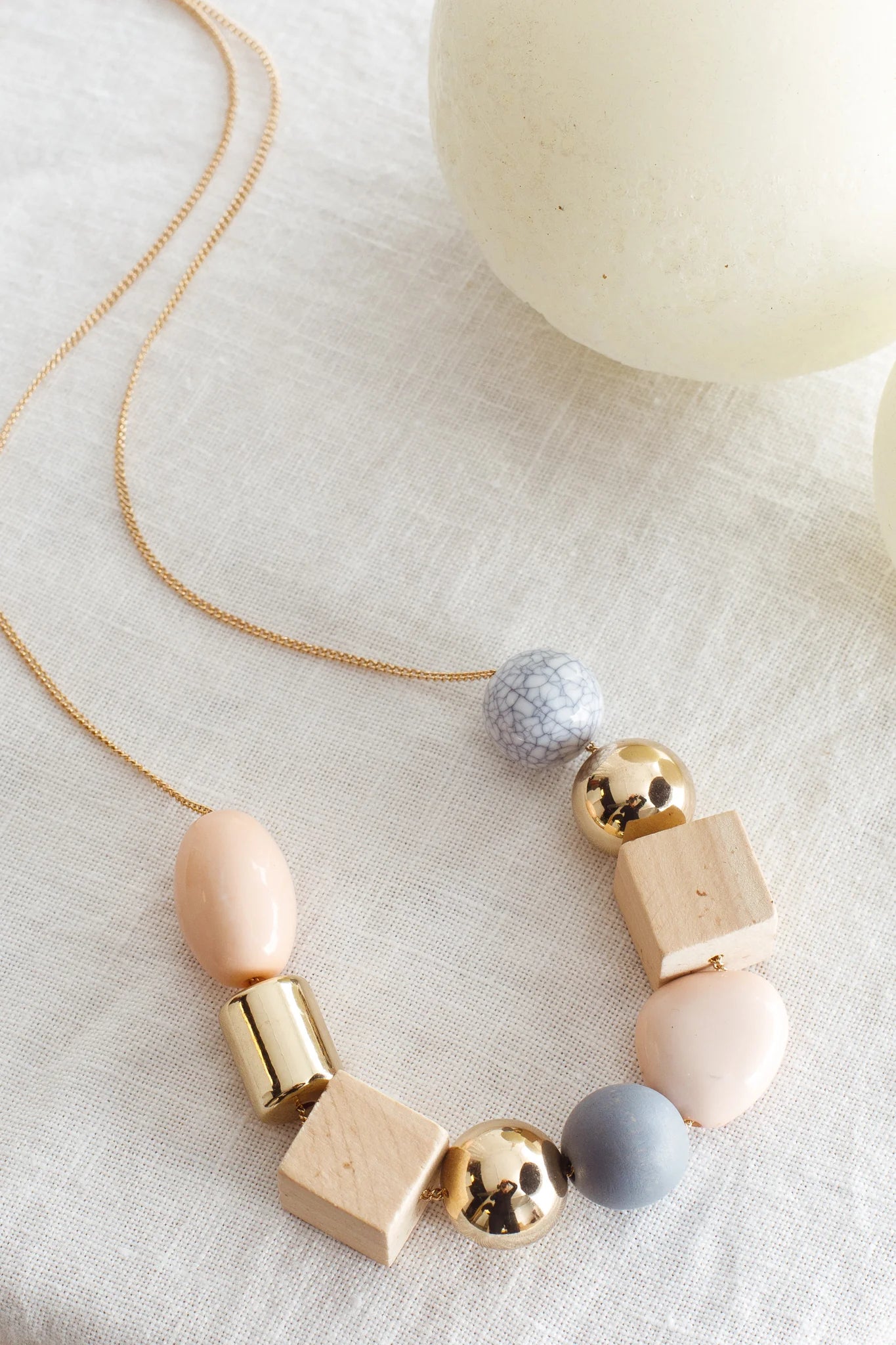 Imogen Mix Bead Necklace Pink