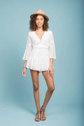 Marleigh Embroidered Floral Romper White