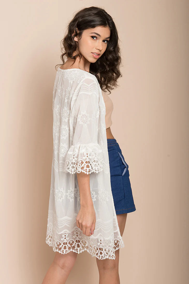 Laurie Floral Cardigan White