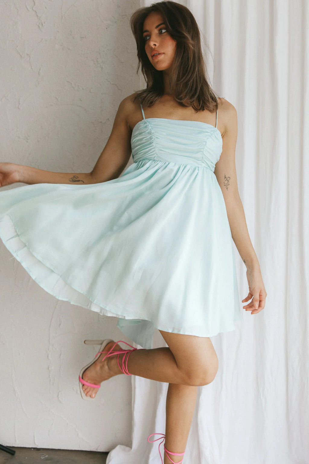 Zhen Bow Tie Back Mini Dress Mint