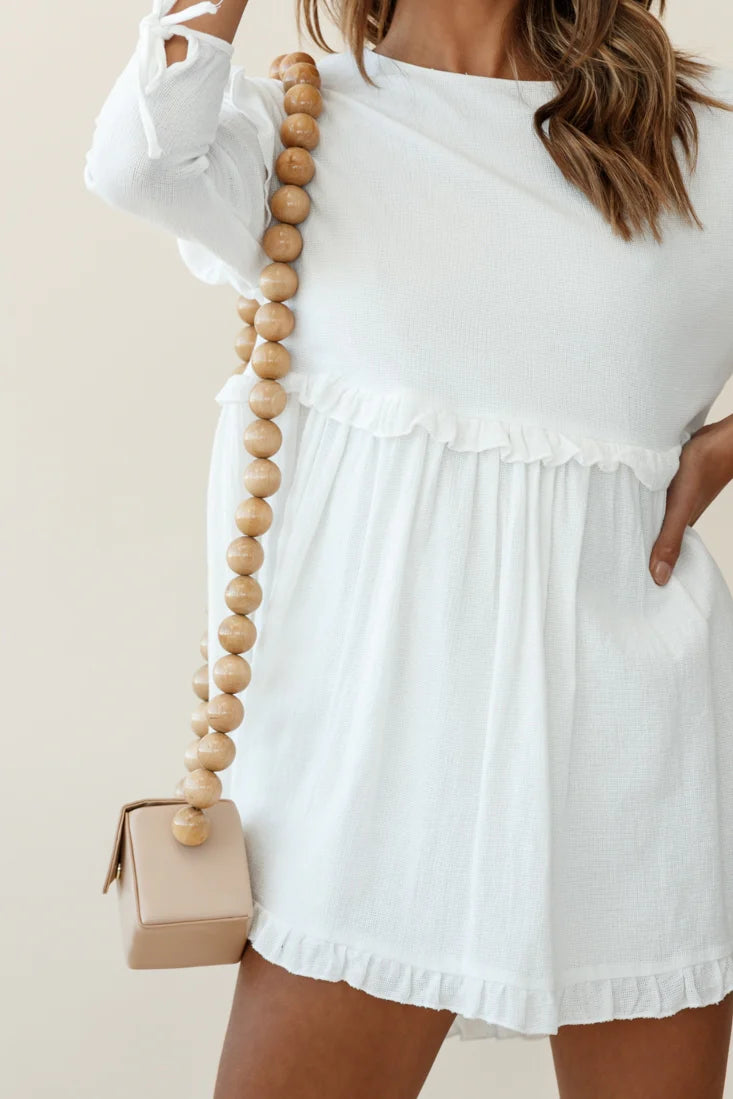 Marion Long Sleeve Shift Dress White