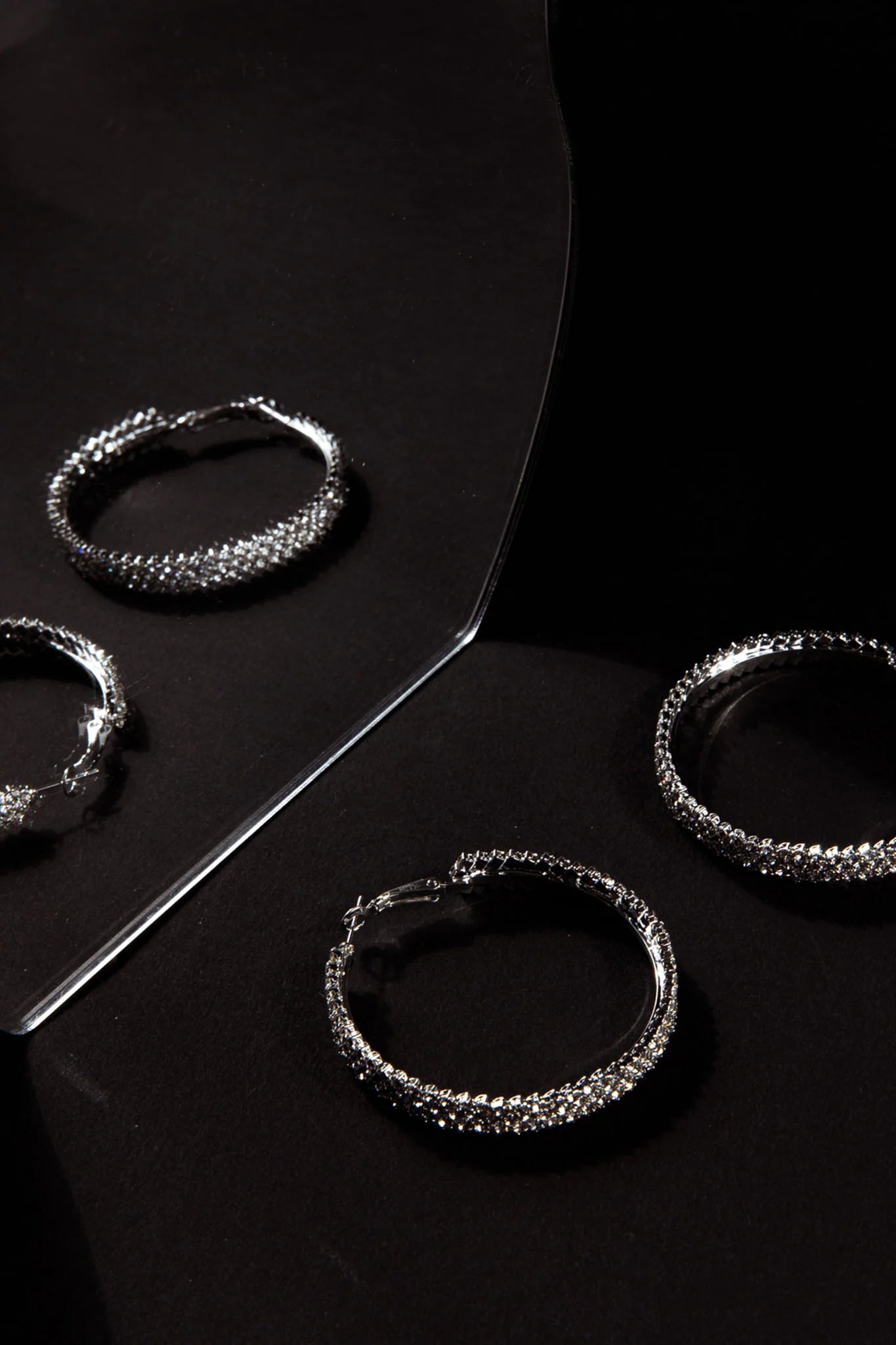 Maddy Diamante Hoop Earrings Silver