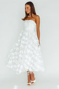 Dori Floral Embellished Midi Dress White