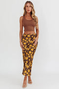 Wild Wanderings Midi Skirt Floral Brown