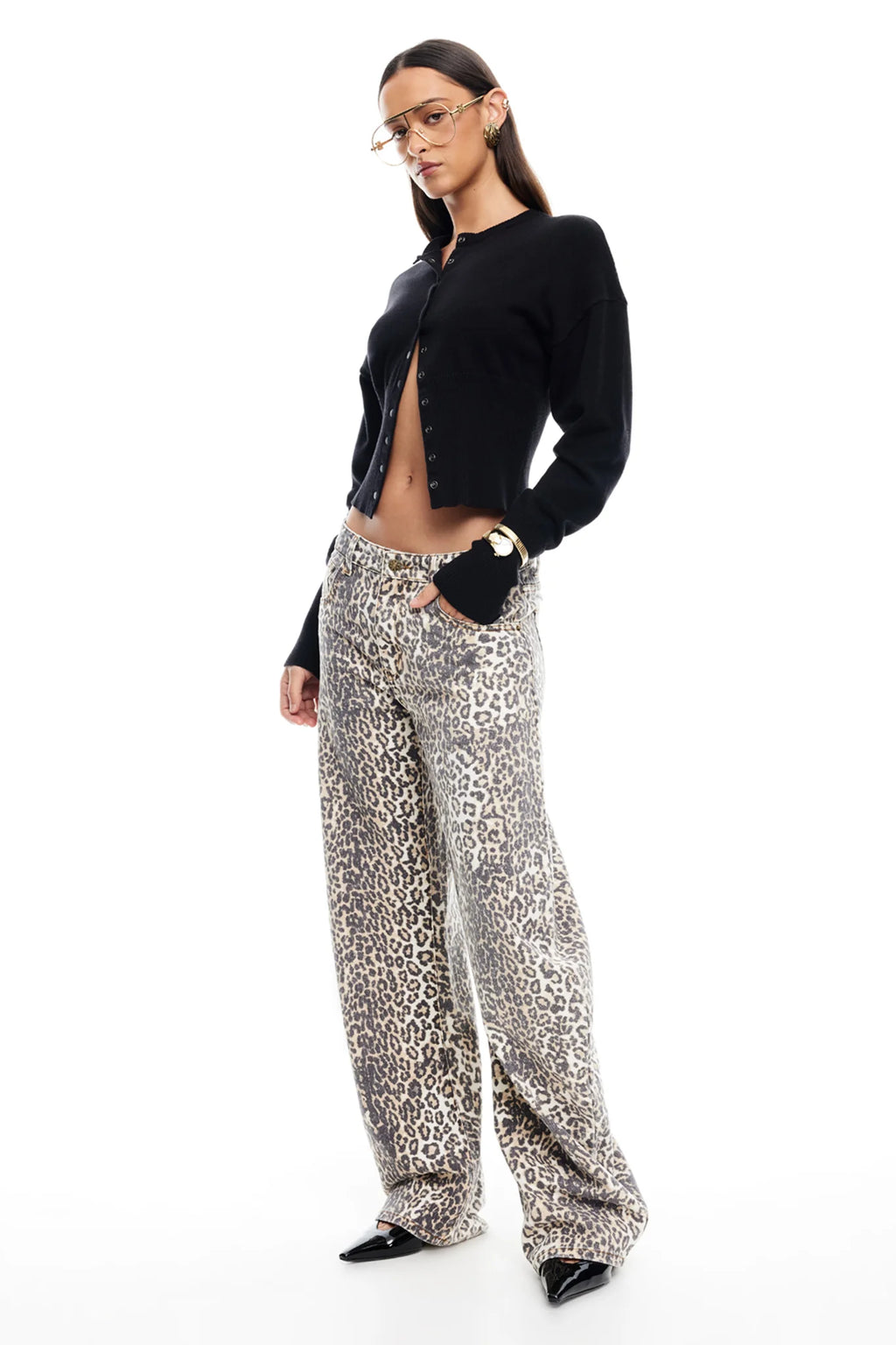 LIONESS Horseshoe Jean Leopard Fade