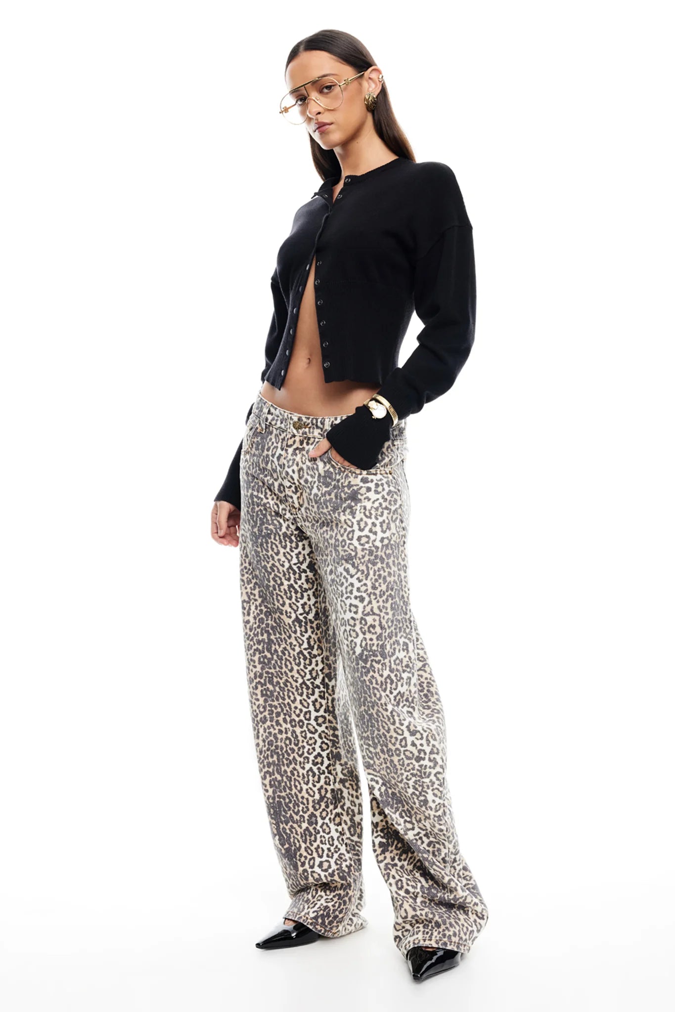 LIONESS Horseshoe Jean Leopard Fade