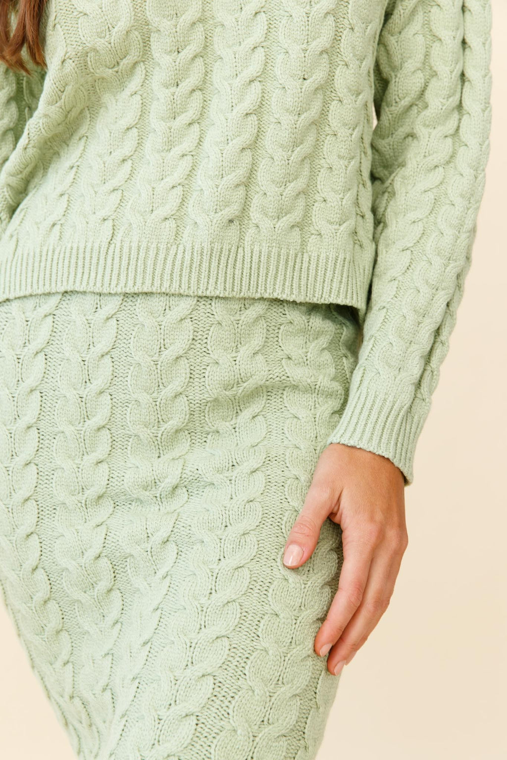 Cozy Up Cable Knit Sweater Green