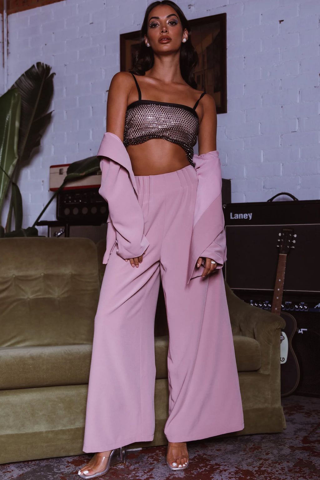 Vous Etes Belle Pleated Waist Pants Blush