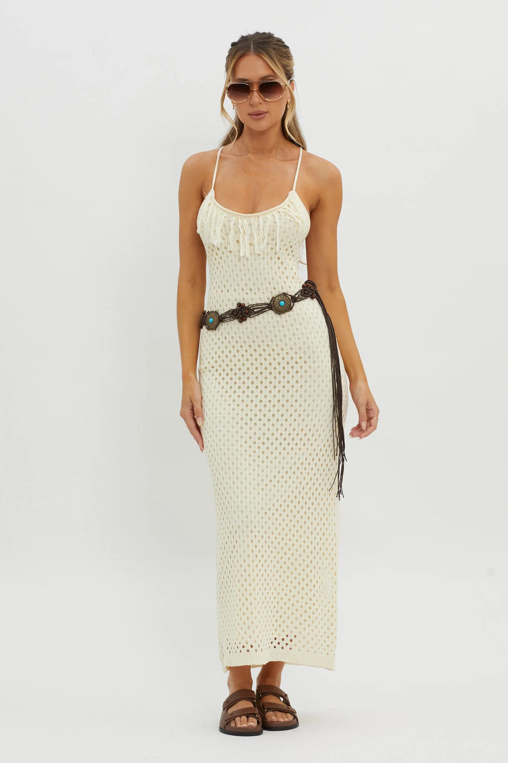 Midwest Fringe Boho Belt Brown