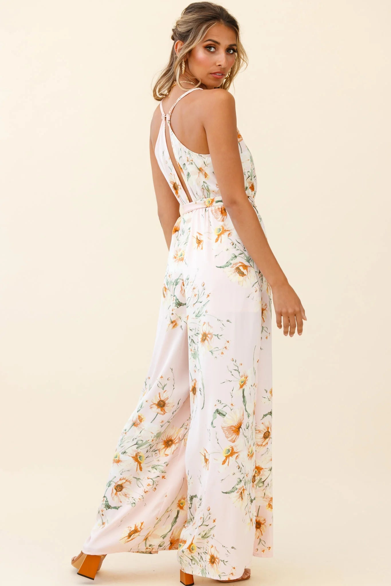 Miso Wide-Leg Cami Jumpsuit Poppy Print Pink