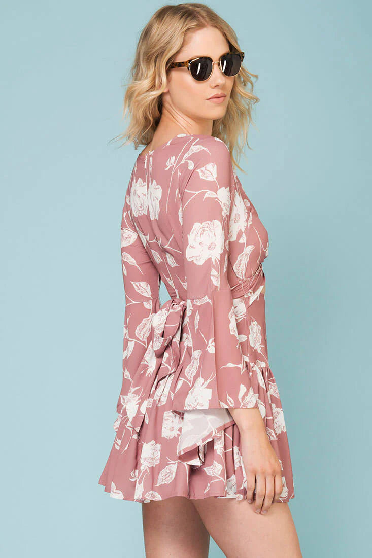 Halle Day Dress Rose Print