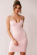 Gotham Double Strap Bodycon Dress Blush