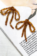 Flora Beaded Bow Earrings Tan