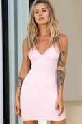 So She Says Molded Bust Cup Mini Dress Baby Pink