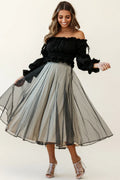 Jasmine Hail Spot Mesh Midi Skirt Black