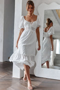 Topanga Canyon String Tie Boho Midi Dress White