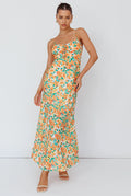 Solstice Noon Tied Bust Midi Dress Print Orange