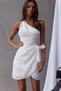 One And Only One-Shoulder Wrap Dress White