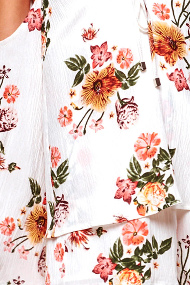 Ashanti Off the Shoulder Layered Floral Romper White