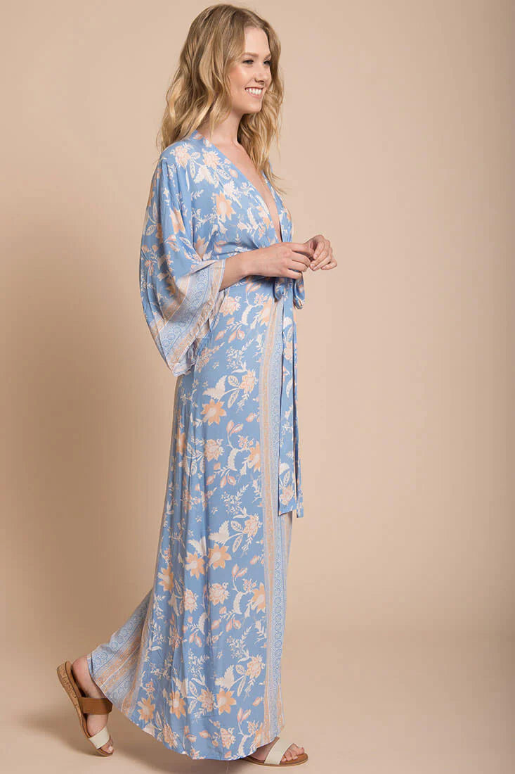 Kira Kimono Maxi Dress Blue