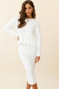 Cozy Up Cable Knit Midi Skirt White
